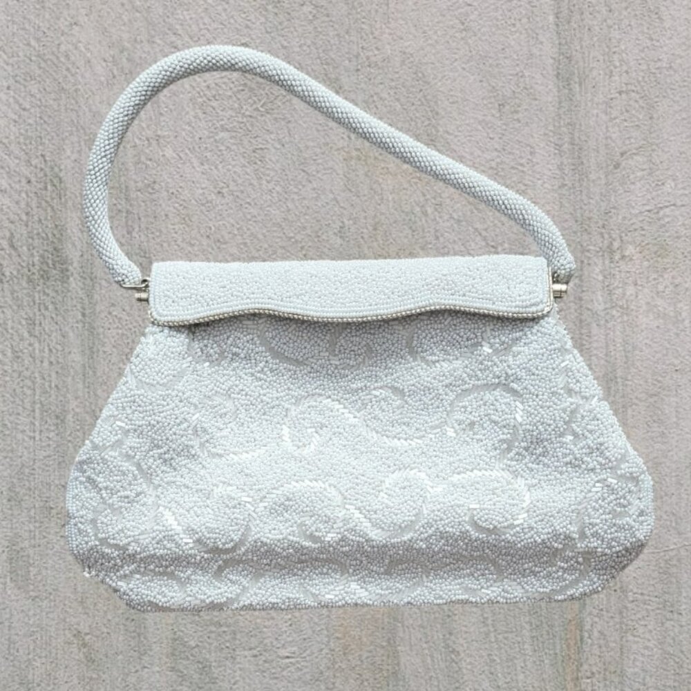 Vintage White Pearl Seeded Fashion‎ Elegant Evening Handbag